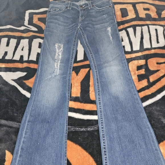 Gifted FREE with Purchase ⭐️ D-9 Joplin Distressed Flare Jeans 27 - Picture 3 of 16